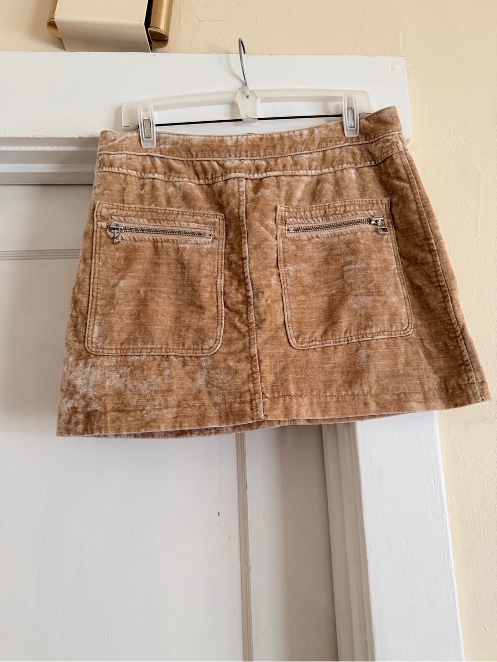 Free People Dust to Dust Velvet Mini Skirt Camel Brown Size 12